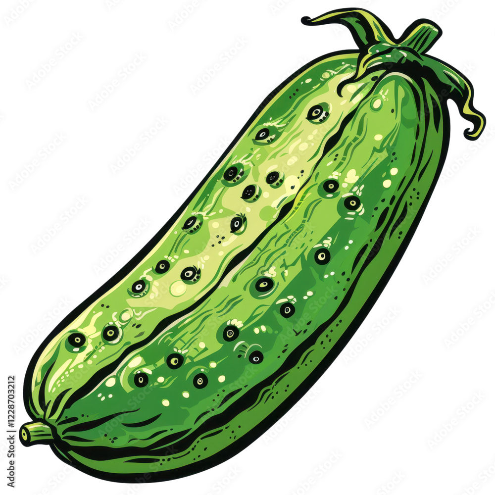 Vibrant and Detailed Cucumber Illustration on Black Background Vibrant and Detailed Cucumber Illustration on Black Background