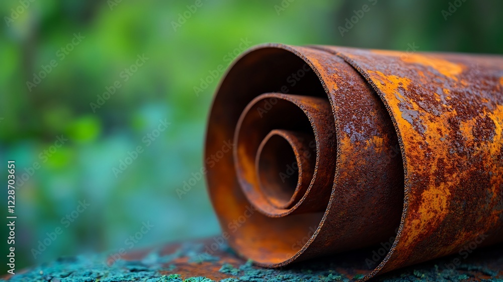 Rustic Rolled Metal Sheets Deeply Textured Warm Orange Tones. AI Generated Rustic Rolled Metal Sheets Deeply Textured Warm Orange Tones. AI Generated