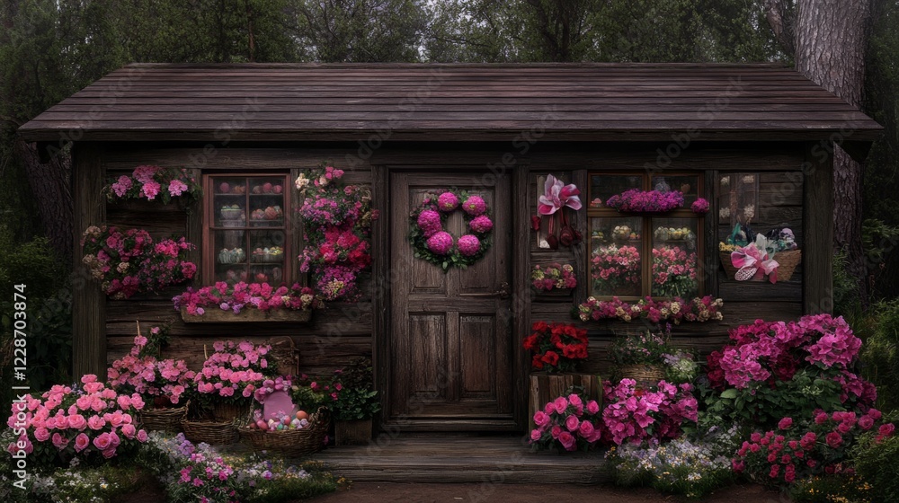 Fototapeta premium Floral Cottage Shop A Rustic Spring Haven