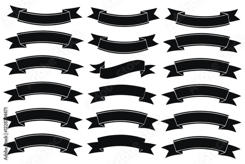 Set of Black ribbons and banners