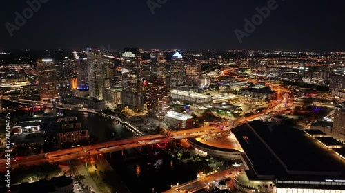Wallpaper Mural Illuminated Downtown At Tampa In Florida United States. Corporate Building Landscape. Illuminated Skyscraper. Tampa At Florida United States. Traffic Cityscape. Downtown Scenery. Torontodigital.ca