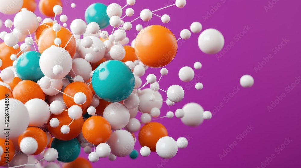 Molecular network of atoms and bonds abstract design colorful Molecular network of atoms and bonds abstract design colorful