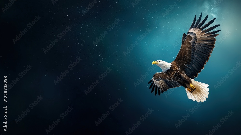 Obraz premium Majestic Eagle Gliding Through the Starry Sky