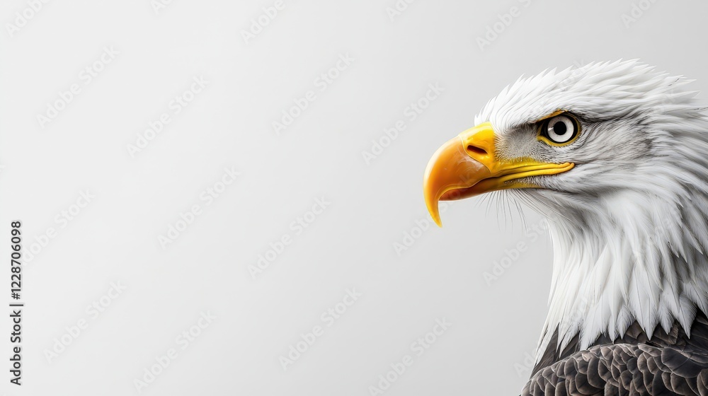 Obraz premium Majestic Bald Eagle Portrait on Neutral Background
