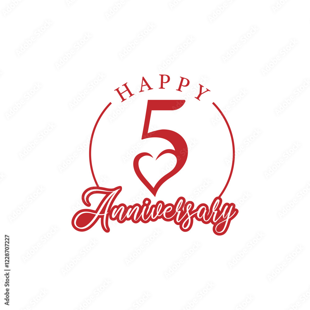 happy anniversary initial number 5 with love valentine day