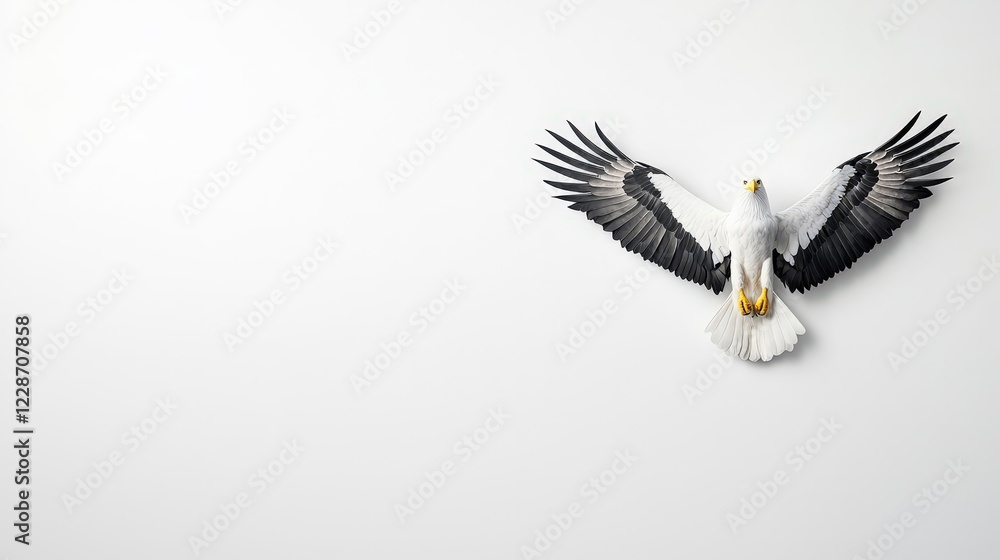 Obraz premium Majestic Eagle Spreading Its Wings Against White Background