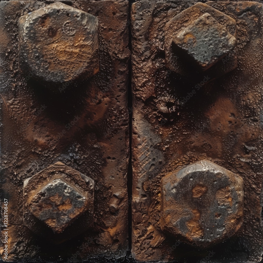 Weathered Rusty Bolts: A Close-Up Glimpse of Industrial Decay and Texture Weathered Rusty Bolts: A Close-Up Glimpse of Industrial Decay and Texture