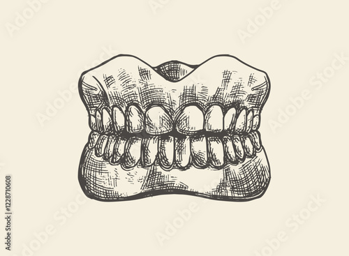 Illustration of an Human Tooth Props Hand Drawn