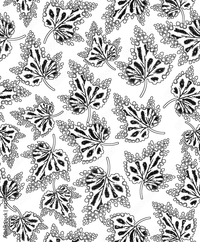 Fototapeta premium Hand Drawn Flowers and Leaves Line Pattern Watercolor Trendy Plan Trendy Color Cards Print On The Floor Home Textile Fabric Wallpaper Wrapping Cards Carpet Rug Background Fabric Linen Look Textures