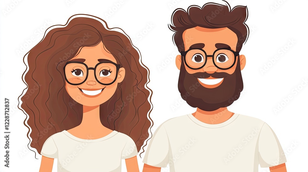 Happy couple portrait, smiling faces, white background, relationship illustration, website use Happy couple portrait, smiling faces, white background, relationship illustration, website use