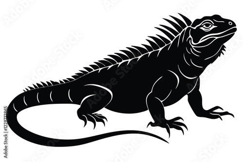 iguana silhouette vector art and illustration