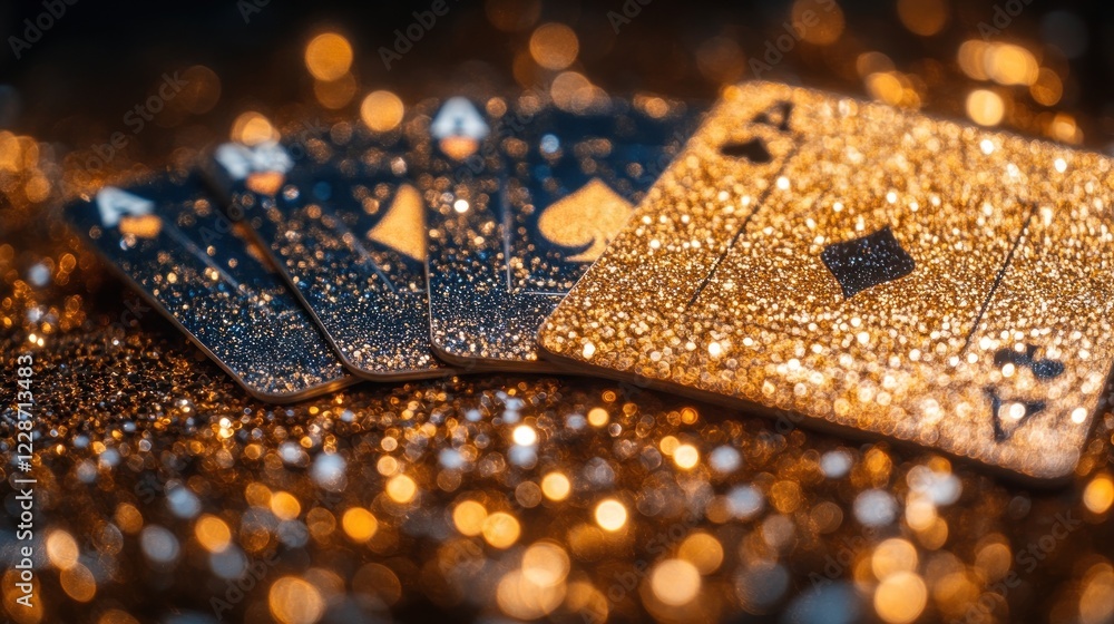 Glittery aces, casino game, bokeh background, gambling Glittery aces, casino game, bokeh background, gambling