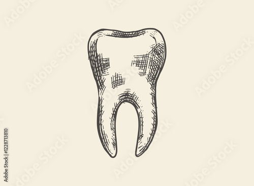 Illustration of an Human Tooth Hand Drawn