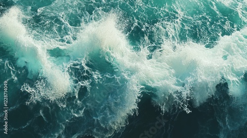 Ocean waves, churning water, aerial view, sea foam, nature background, website header photo