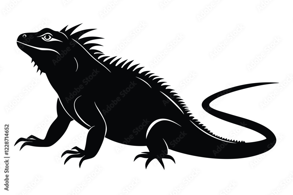 Iguana silhouette set collection isolated black on white background vector illustration Iguana silhouette set collection isolated black on white background vector illustration