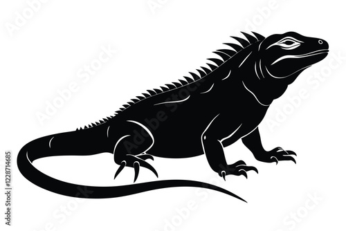Iguana silhouette set collection isolated black on white background vector illustration