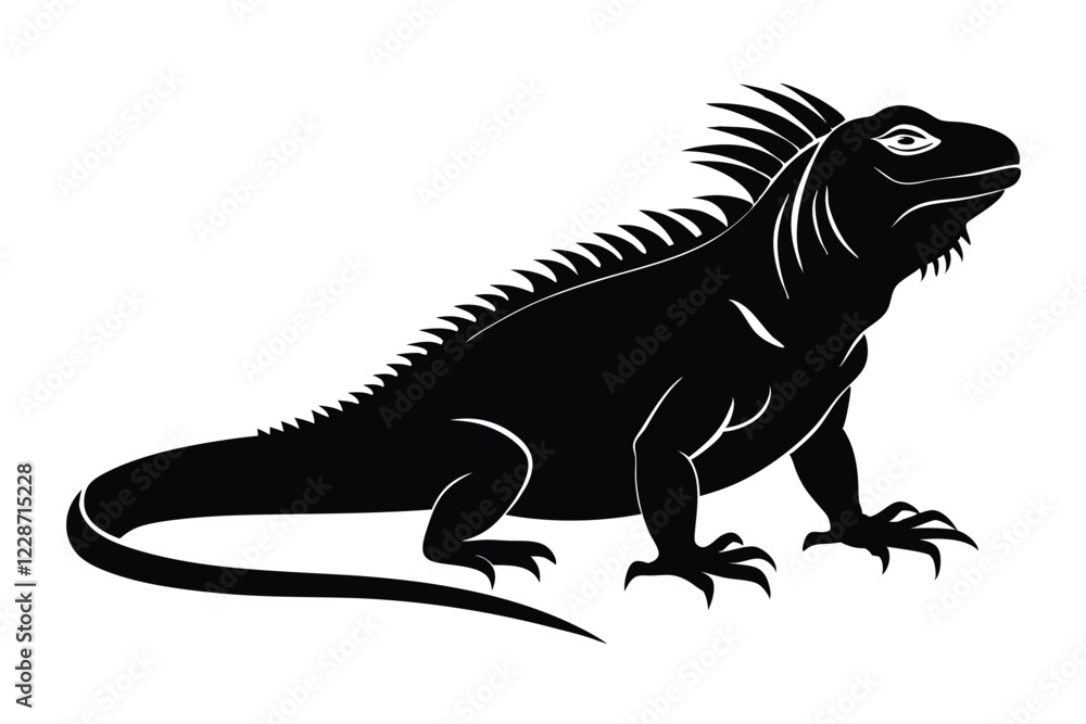 Iguana silhouette set collection isolated black on white background vector illustration Iguana silhouette set collection isolated black on white background vector illustration