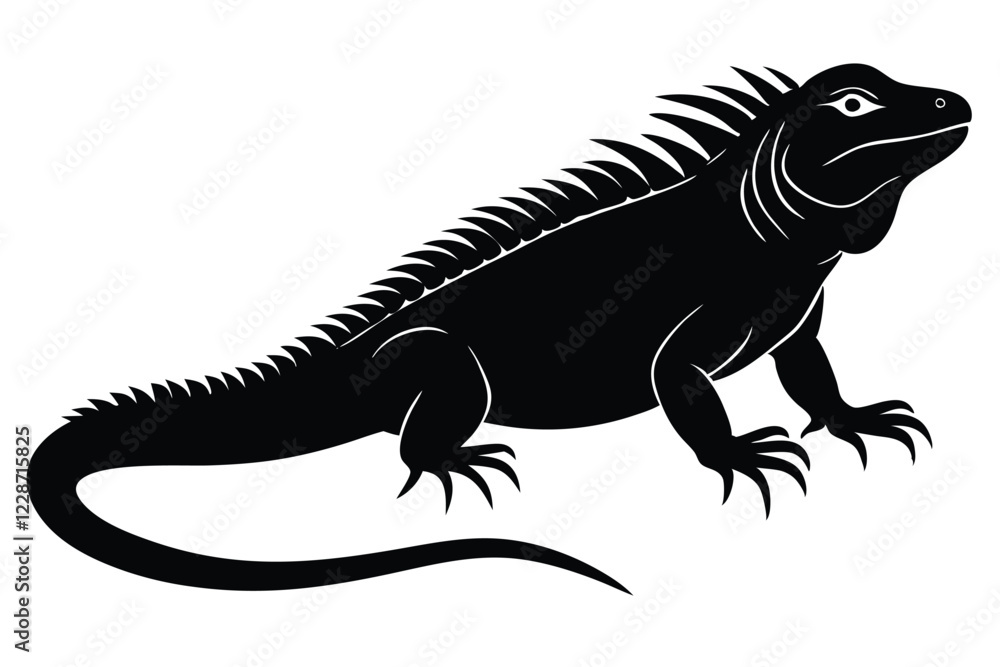 Iguana silhouette set collection isolated black on white background vector illustration Iguana silhouette set collection isolated black on white background vector illustration