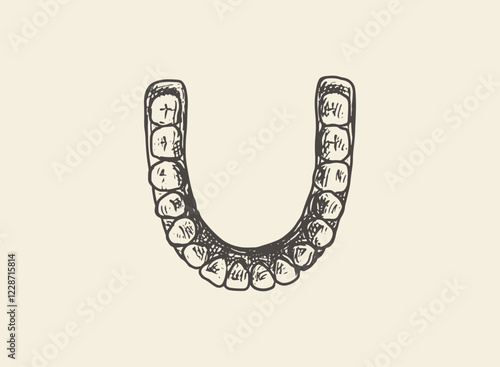 Illustration of an Human Tooth Props Hand Drawn