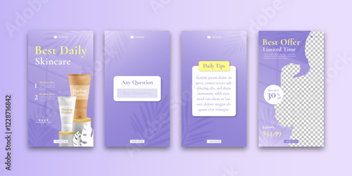 Beauty Cosmetics Social Media Stories Template Purple Background