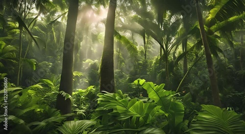 Misty Forest Morning Vibes, looping 4k time-lapse virtual video animation Generated AI. Cinematic.