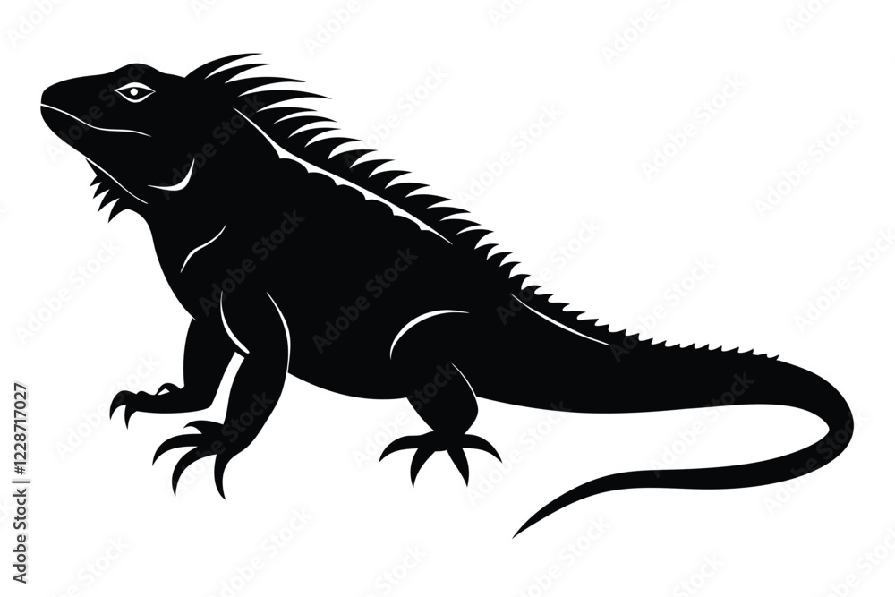 Iguana silhouette set collection isolated black on white background vector illustration Iguana silhouette set collection isolated black on white background vector illustration