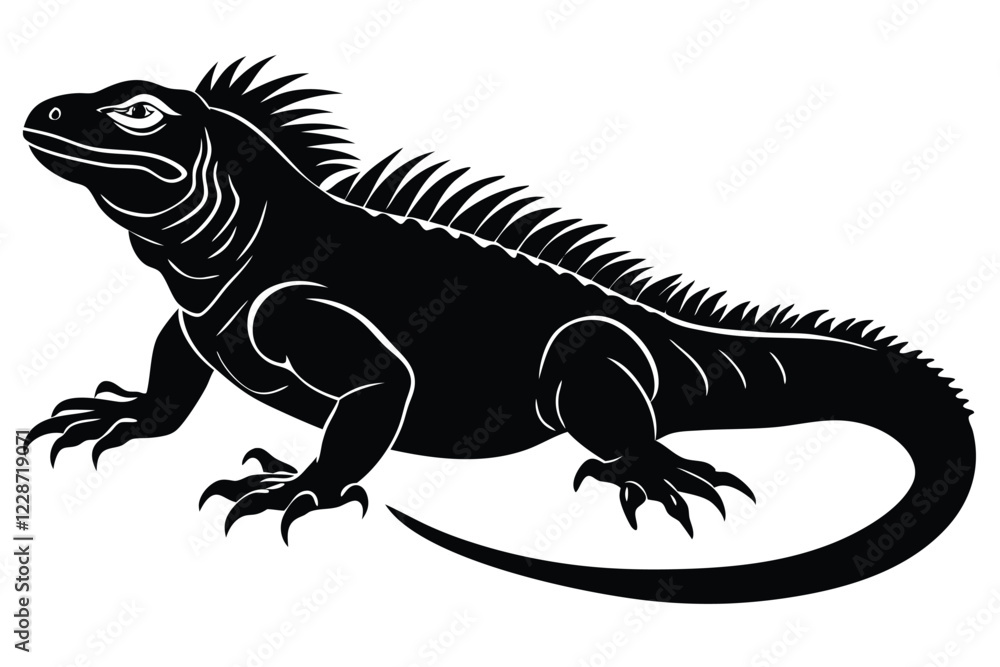 Fototapeta premium Iguana black Silhouette Vector
