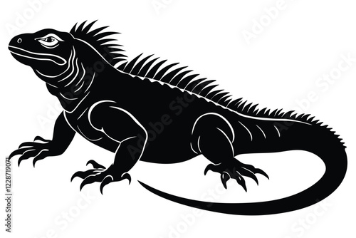 Iguana black Silhouette Vector