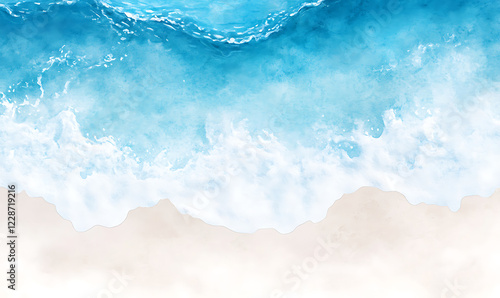 watercolor painting of beach background-generative ai	