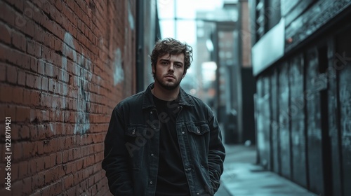 Urban portrait of a young man in an alley city streets photography gritty environment low angle urban life reflection