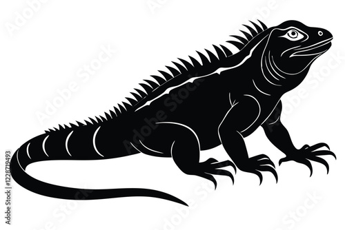 Iguana black Silhouette Vector