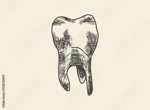 Illustration of an Human Tooth Molar Hand Drawn