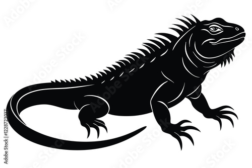 Iguana Clipart Silhouette isolated on a white background