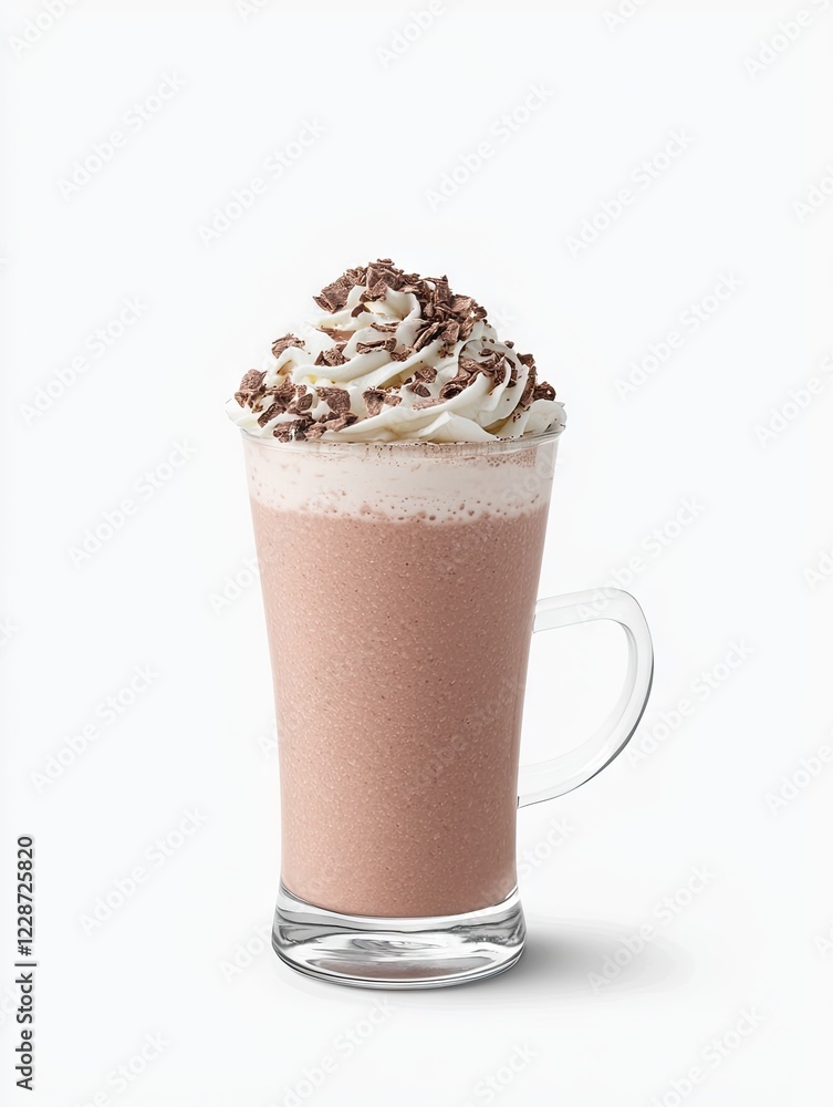 Iced chocolate drink, whipped cream, chocolate shavings, studio shot, beverage menu Iced chocolate drink, whipped cream, chocolate shavings, studio shot, beverage menu