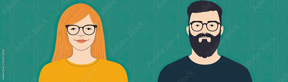 Couple portrait, teal background, website avatar, professional Couple portrait, teal background, website avatar, professional