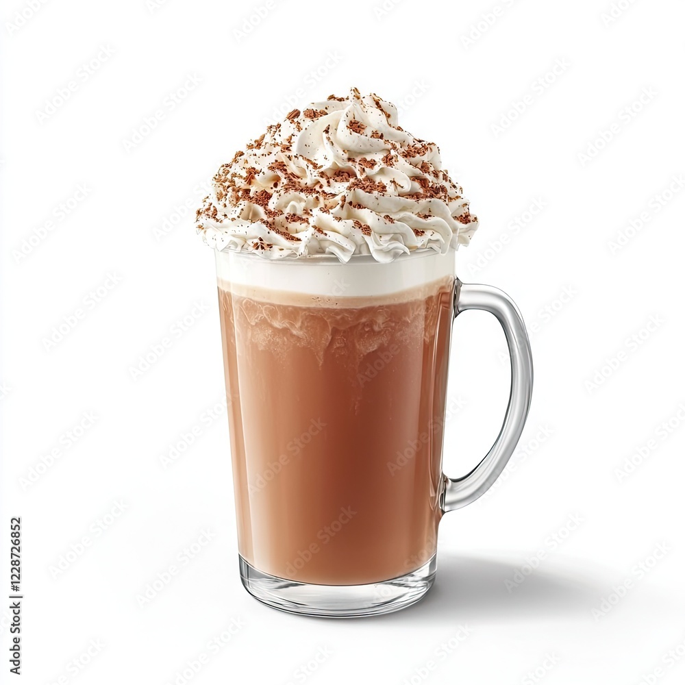 Iced chocolate drink with whipped cream, studio shot, beverage menu Iced chocolate drink with whipped cream, studio shot, beverage menu