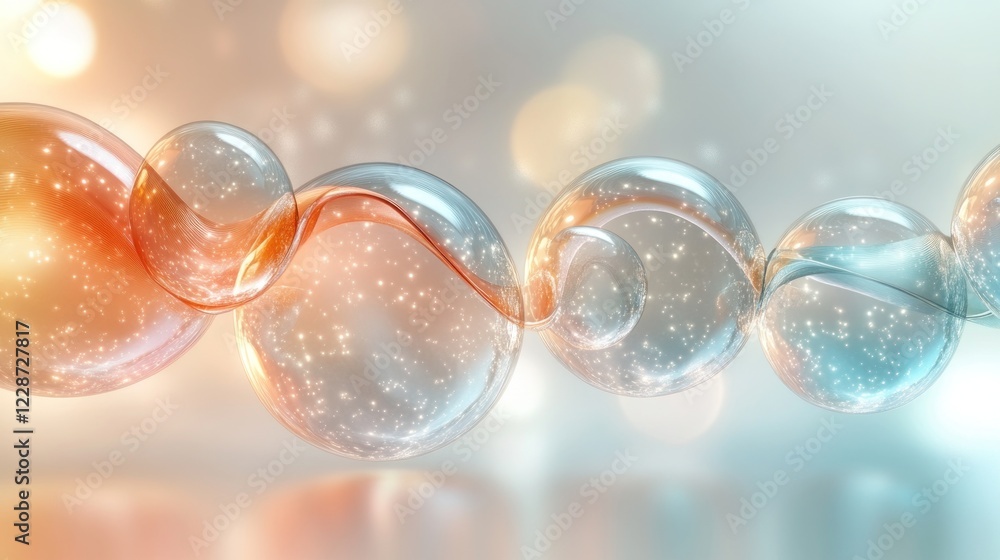 Sparkling serum flows, bokeh background Sparkling serum flows, bokeh background