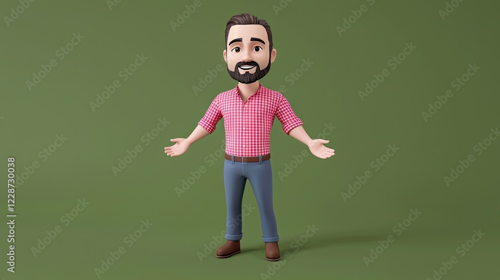 Welcoming cartoon man, green background, website avatar, friendly Welcoming cartoon man, green background, website avatar, friendly
