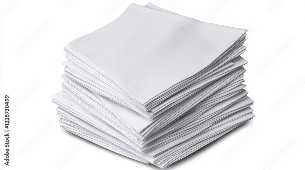 Neat Stack Of Pristine White Cloths In Bright Studio Lighting Neat Stack Of Pristine White Cloths In Bright Studio Lighting