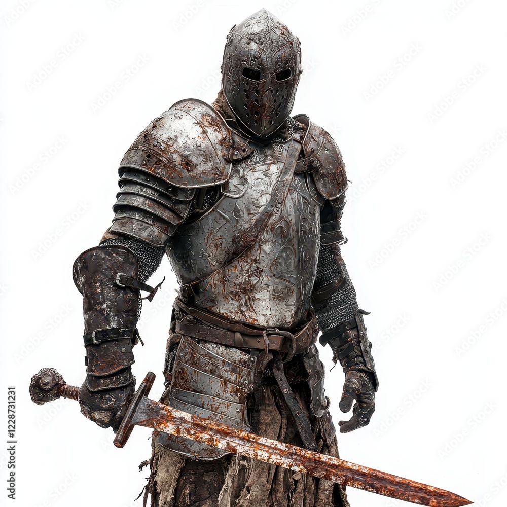 Tattered Zombie in Rusty Medieval Armor Holding a Sword Tattered Zombie in Rusty Medieval Armor Holding a Sword