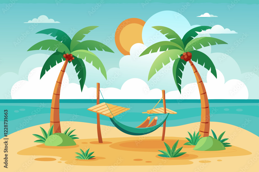 Obraz premium A tropical island with a hammock