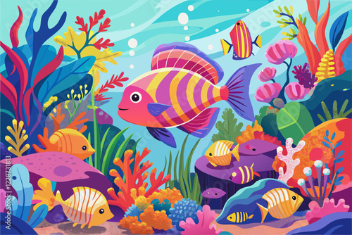 Underwater colorful fishes