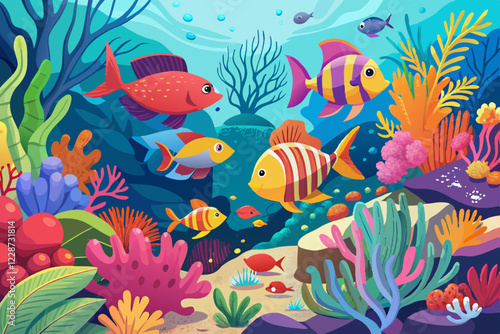 Underwater colorful fishes