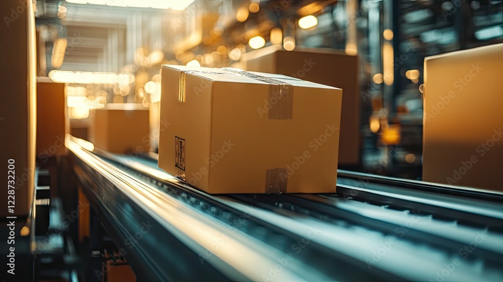 A busy packaging plant with multiple production lines, handling various types of industrial packaging A busy packaging plant with multiple production lines, handling various types of industrial packaging