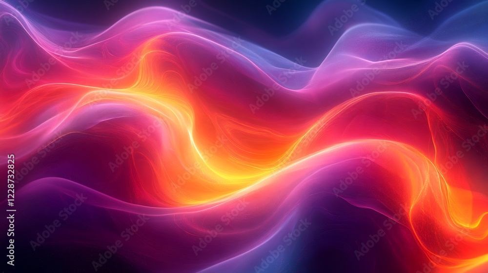 Obraz premium Vibrant swirling light waves glow intensely a mesmerizing abstract design. AI Generated