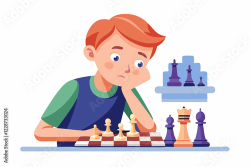 little boy playing chess