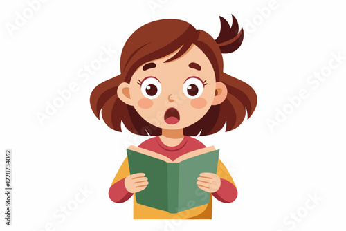 A girl got surprised white reading a book