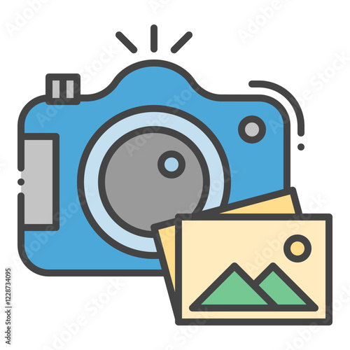 Photography Icon - DSLR Camera and Photo Print