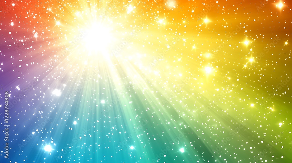 Fototapeta premium Rainbow Light Burst with Sparkling Glitter