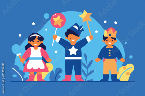 Children performing magic on the stage